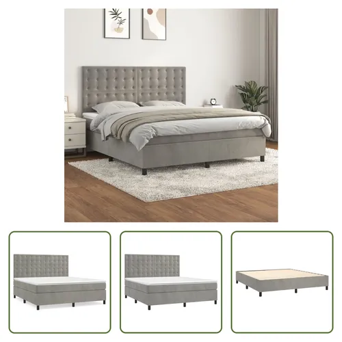 The Living Store Boxspringbett mit Matratze 160x200 cm in Hellgrau