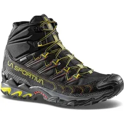 LA SPORTIVA Ultra Raptor II Mid GTX Black/Yellow - Robuste Wanderschuhe mit atmungsaktivem Air-Mesh-Gewebe und stabilisierendem Ferseneinsatz für optimale Kontrolle auf anspruchsvollen Wegen.