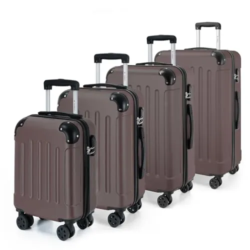 yonsly Kofferset Reisekoffer Trolley Hartschalenkoffer 4-teilig - Das YONSLY Kofferset bietet die perfekte Auswahl für jede Reise. Mit 4 Größen (S, M, L, XL) und 360° Lenkrollen garantiert es flexibles Reisen und hohen Komfort. Ideal für Kurztrips und längere Reisen.