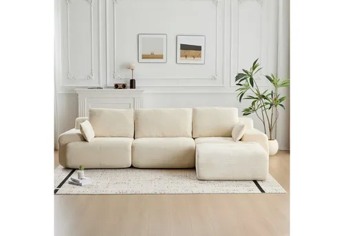 Leawin Ecksofa 3-Sitzer mit Hocker