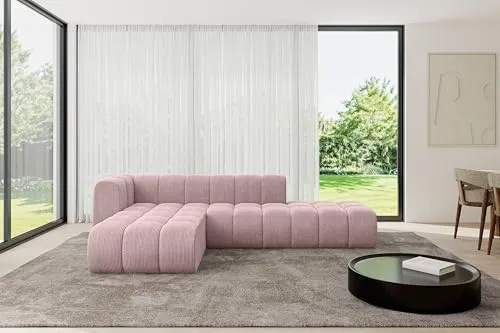 ALTDECOR Modulares Sofa Ecksofa in L-Form Corner modular Sofa Eckcouch Couch Wohnlandschaft Cauchsofa Bodensofa Polstersofa Zuvon-L1-296x177x70 cm Rosa