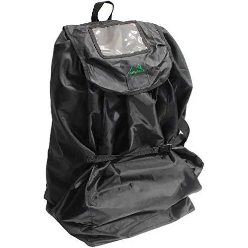 CampTeck U6854 Transporttasche Kindersitz mit Rucksackriemen (83 x 43cm) wasserabweisendes Polyester mit zugehöriger Aufbewahrungshülle und Namenschildfenster - Schwarz