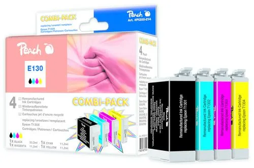 Spar Pack Tintenpatronen für Epson T1305 - Druckerpatronen Set mit 4 kompatiblen Peach Tintenpatronen in hoher Qualität für brillante Druckergebnisse. Sparen Sie mit diesem Spar Pack gegenüber dem Einzelkauf!