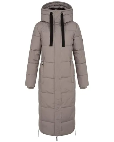 Sublevel Damen Winter Jacke Mantel Parka Steppjacke Steppmantel Wintermantel Lange Mantel warm gesteppt, Farbe:Braun, Größe:L (40)