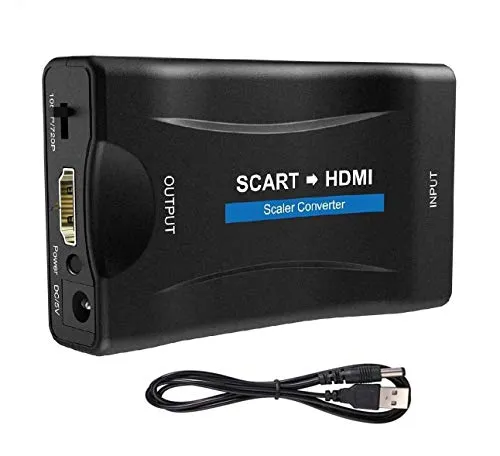 Scart zu HDMI Adapter - Hochwertiger Video-Formatwandler - Video-Formatwandler, konvertiert analogen Scart-Eingang in 720p/1080p HDMI-Ausgang für brillante HD-Bilder, ideal für HDTV, Projektoren und Monitore.