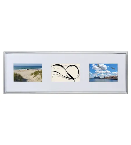 IDEAL TREND Bilderrahmen Galerie Bilderrahmen Kunststoff mit Passepartout & Klarglas Collagerah, für 3 Bilder (1 St), Schrägschnitt Passepartout