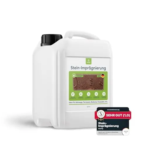 eco:fy Steinimprägnierung - Lösemittelfrei und Atmungsaktiv (2,5 Liter) - Wasserabdichtungen für Terrassen und Fassaden, schützt vor Grünbelag und Schmutz, umweltfreundlich und einfach anzuwenden.