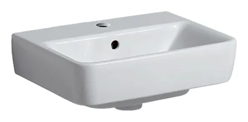 Geberit Renova Plan Aufsatzhandwaschbecken 450 x 340 mm - Weiß - Elegantes Aufsatzhandwaschbecken mit Hahnloch und Überlauf, ideal für moderne Bäder und Gäste-WCs.