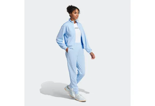 adidas Damen ESSENTIALS FEELCOZY TRACKSUIT, Glow Blue, L - Trainingsbekleidung mit regulärem Schnitt und durchgehendem Reißverschluss, aus 100 % recyceltem Polyester für umweltbewusste Sportlerinnen.
