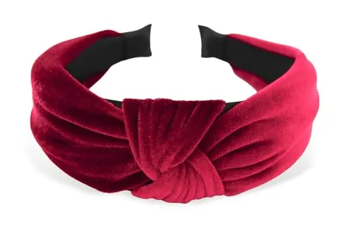 axy Breiter Haarreif aus Samt mit Knoten Damen Stirnband Haarschmuck Haarreifen Haarband Hairband HR35S (Rot)