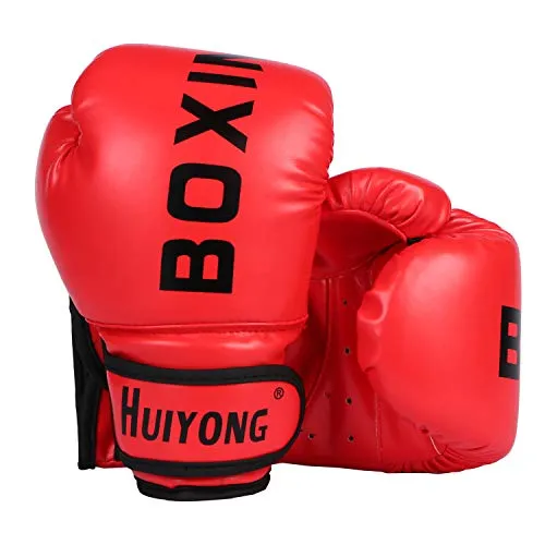 HUINING Kinder-Boxhandschuhe, Boxhandschuhe, MMA-Handschuhe, Polyurethan, Cartoon-Sparring, Dajn, Trainingshandschuhe, 113 g, für Alter 3–12 Jahre (Boxen rot)
