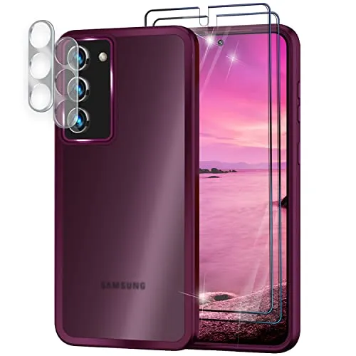 NALIA Matte Handyhülle für Samsung Galaxy S23 - Stoßfester Silikon-Rahmen & Semi-Transparent - FUZION (Anti-Fingerprint Case) - Marke aus Berlin, Farbe:Rot