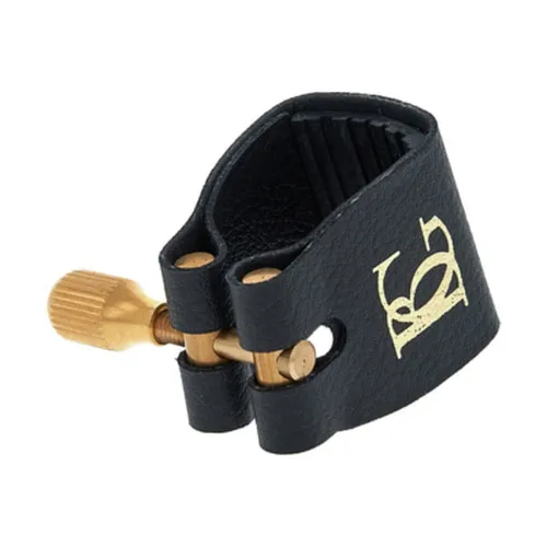 BG France L12 Blattschraube - Ligatur für Alt Saxophon, hochwertiges Leder schwarz, vergoldet für optimalen Klang und Stil