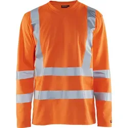 Blakläder High Vis Langarm Shirt 3381 1070 - orange - L - Arbeits- & Schutzkleidung mit hohem Sichtbarkeitsschutz. Das komfortable Langarmshirt mit V-Kragen bietet geruchshemmende Eigenschaften und ist nach EN ISO 20471, Klasse 3 zertifiziert.