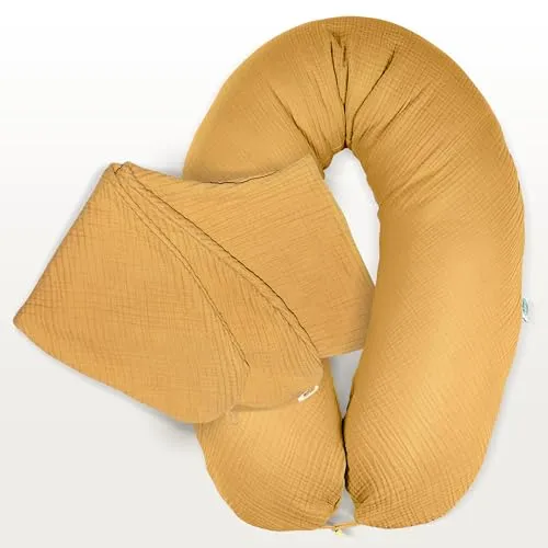 sei Design Stillkissenbezug 100% Baumwolle passend für Stillkissen XXL, Bezug für Schwangerschaftskissen, Seitenschläferkissen 190 x 30 cm, mit Reißverschluss, waschbar und Schadstoffgeprüft