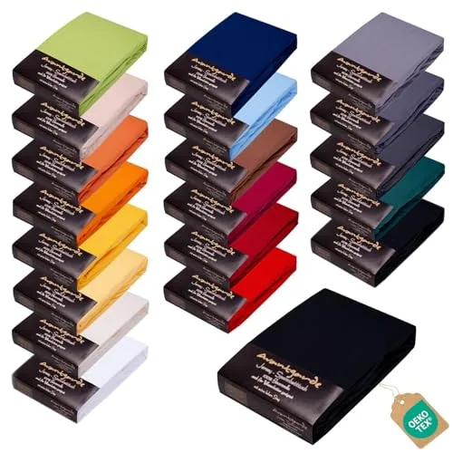 Avantgarde Premium Spannbetttuch 90x200-100x220 - hoher 40cm Steg auch f. Boxspringbett & Wasserbett - Spannbettlaken ca.170g/m² - Bettlaken - 100% Jersey Baumwolle ÖKO-TEX (16 Schwarz)
