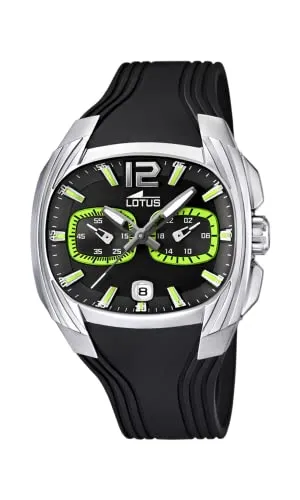 Lotus Herren Analog Uhr Schwarzes Kautschuk - Quarz - Chronograph - Kalender - Mineralglas - 5 ATM Wasserdicht 15756/5 Special Prices