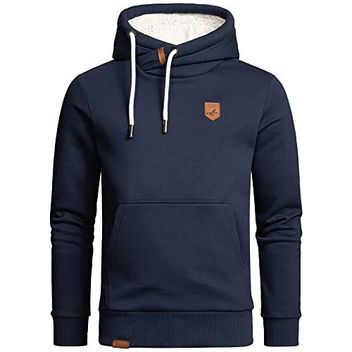 Amaci&Sons Herren Basic Kapuzenpullover Plüsch Hoodie Sweatshirt 4054 Navyblau XXL - Stylischer Amaci&Sons Herren Kapuzenpullover aus weichem Plüsch, ideal für gemütliche Tage. Der navyblaue Hoodie bietet hohen Tragekomfort und vielseitige Kombinationsmöglichkeiten.