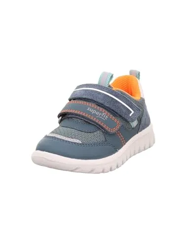 Superfit SPORT7 MINI Sneaker, Blau/Orange 8070, 34 EU - Sneaker für Kinder mit atmungsaktivem Textilfutter und herausnehmbarer Einlegesohle aus chromfreiem Leder für ein gesundes Fußklima. Perfekt für aktive Kids mit reflektierenden Details für mehr Sicherheit.