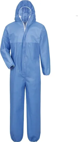 Safetytex SMS Schutzanzug - Einweg Overall - PSA Kat. 3 Typ 5/6 - Partikeldicht & Spritzwassergeschützt - Ideal für Asbest, Sanierung & Industrie - Blau Gr. XL (1 Stück)