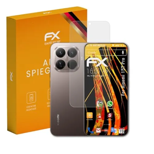 atFoliX Displayfolie kompatibel mit Xiaomi 15T Pro Schutzfolie, entspiegelnde und stoßdämpfende FX Folie (3X)