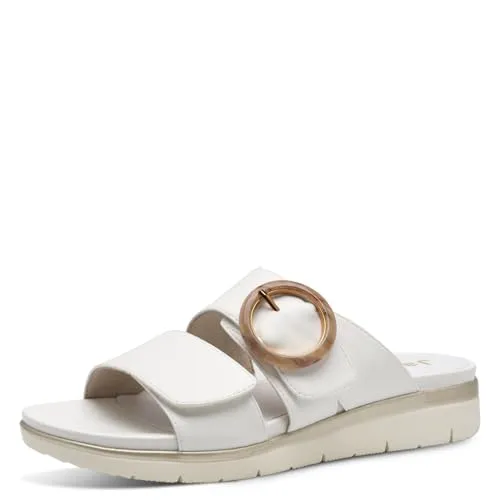 Jana Damen Pantoletten mit Klettverschluss Vegan, Weiß (White), 40 EU - Sandalen in H-Weite, ideal für breite Füße, aus 100% veganen Materialien für höchsten Komfort und stilvolle Lässigkeit bei jedem Sommeroutfit.