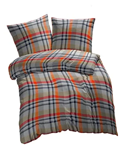 ETÉREA Flanell Bettwäsche Set 135x200cm + 80x80cm - Urban Flausch Kariert - Hochwertige Flanellbettwäsche aus 100% Baumwolle, ideal für die kalte Jahreszeit. Das elegante Karomuster passt perfekt in jedes Schlafzimmer. Pflegeleicht und schadstoffarm – für einen erholsamen Schlaf.