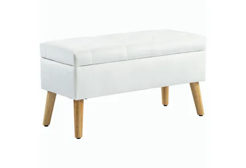 furnicato Polsterbank mit Stauraum, 80x35x42 cm, Weiß
