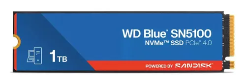 SANDISK WD Blue SN5100 SSD 1TB - PCIe 4.0 M.2 2280 - Festplatte mit 1 TB Speicher, blitzschnelle Datenübertragungsrate von bis zu 7100 MB/s, ideal für Kreative und Profis zur Bearbeitung von 8K-Videos.
