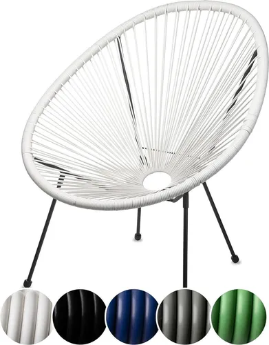 sunnypillow Gartenstuhl Acapulco, gemütlicher Loungesessel für Terrasse und Garten - Stühle, eleganter Loungesessel in Weiß, ideal für entspannte Stunden im Freien.