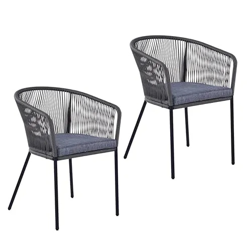 ESTEXO Gartenstuhl Lounge Stuhl 2er Set im Rope-Design