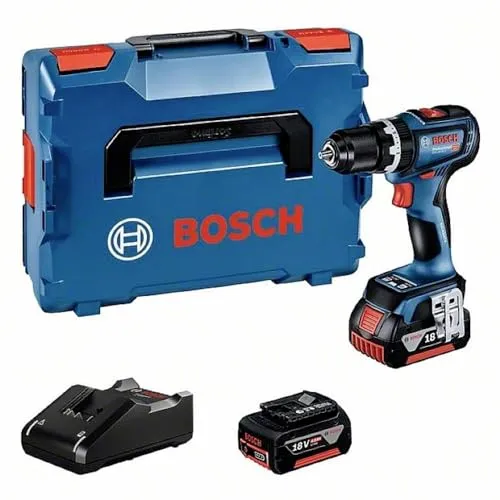 Bosch Professional GSB 18V-90 C Akku-Schlagbohrschrauber - Akkuschrauber mit 2 Akkus und Ladegerät, leistungsstark und ideal für professionelle Anwendungen in Handwerk und Bau.