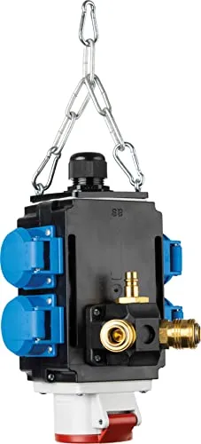 as-Schwabe Hängeverteiler Mixo II+ 16 A - Steckdosen & Zubehör, pendelbarer Hängeverteiler mit IP44 Schutzart, ideal für den Außenbereich und ausgestattet mit 1 x CEE und 4 x Schutzkontaktsteckdosen.