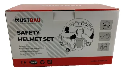 Mustbau Schutzhelm Set mit Ohrschützer und Gesichtsschutz von Mustbau