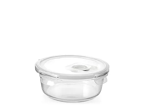 H&H Contenitore Tondo In Vetro Con Coperchio E Valvola Ml 390