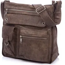 Jennifer Jones Damenhandtasche, erweiterbar, viele Taschen, weiches Kunstleder in Wildlederoptik, Braun - Braun