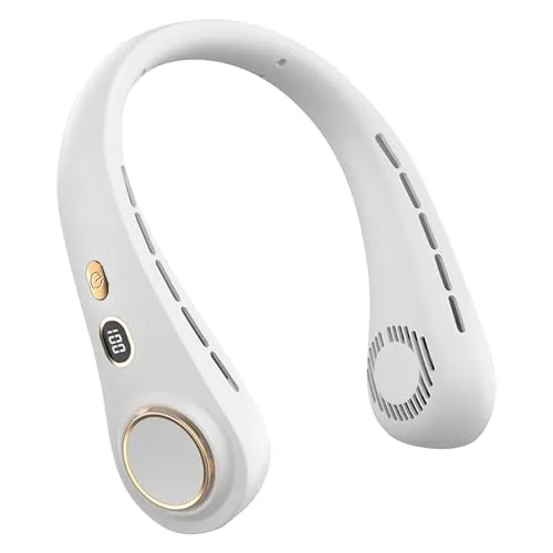 Colexy Tragbarer Nackenventilator, Bladeless Halsventilator, Leiser USB Halsventilator, 5 Geschwindigkeiten, Mini Klimaanlage mit 80 Luftauslässen für Sommer, Reisen, Büro & Outdoor (Weiß)