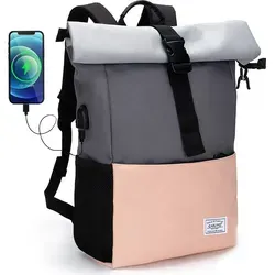 Mofut Rolltop Rucksack für Damen und Herren in grau von MoFut