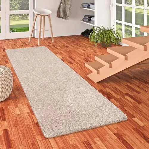Snapstyle Luxus Hochflor Langflor Teppich Läufer Milano Beige - Läufer in 9 Größen, schadstoffgeprüft und ideal für Fußbodenheizung, sorgt für ein gemütliches Ambiente ohne Fusseln.