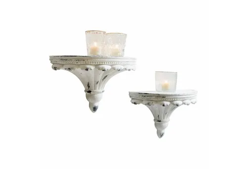 Loberon Wandregal 2er Set Liara – Ornamentales Shabby-Chic Design - Stilvolles Wandregal im Vintage-Stil, gefertigt aus robustem Polyresin. Das antikweiße Finish verleiht jedem Raum ein besonderes Flair. Ideal für eine individuelle Wohnraumgestaltung.
