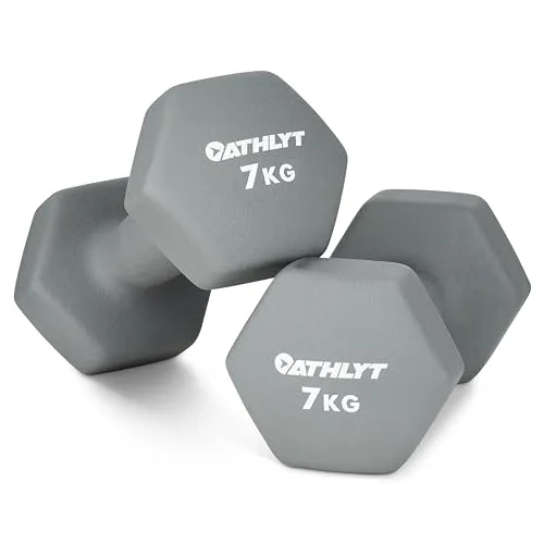 Athlyt Neopren-Hantelset, 2 x 7 kg, Grau – Kurzhanteln für Fitness und Home Gym