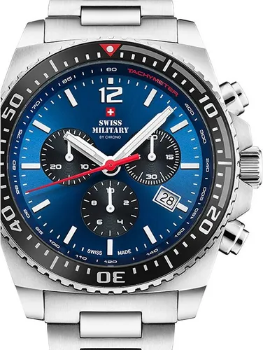 Swiss Military SM34093.02 Sport Chronograph Herrenuhr 45mm - Armbanduhren mit 10 ATM Wasserdichtigkeit, ideal für sportliche Aktivitäten und Freizeit. Ausgestattet mit Chronograph und Saphirglas für höchste Präzision und Langlebigkeit.