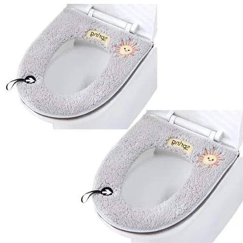 WC-Sitze, weiches Toilettensitzkissen mit Aufhängeschlaufe, weich und warm, waschbar, 2 Stück