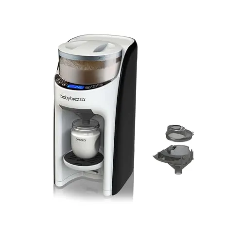Baby Brezza Formula Pro Advanced – Automatischer Flaschenzubereiter – Mischt Milchpulver & Wasser perfekt – Mit 2 Milchpulvertrichtern (1 im Gerät, 1 extra) – 3 Temperaturen – BPA-frei – Weiß/Schwarz