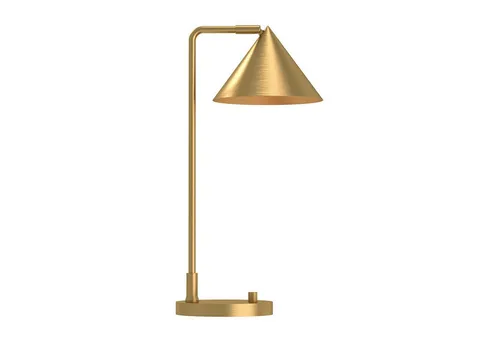 Licht-Erlebnisse Schreibtischlampe ORHAN, ohne Leuchtmittel, Metall E27 verstellbar 51 cm in Gold gebürstet Modern Dimmbar