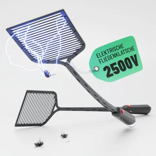 greate. Elektrische Fliegenklatsche 2x für effektiven Insektenschutz - Fliegenklatschen - Effektiver Insektenschutz auf Knopfdruck, ideal gegen Mücken und Fliegen, sicher und ohne Chemie. Lieferung enthält 2 Klatschen und Batterien.