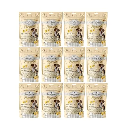 Produktbild LandSnack Popcorn | der Reissnack für Hunde mit weniger als 1% Fett | Das besondere Leckerli aus Deutschland (Original mit Leber 12x 100g)