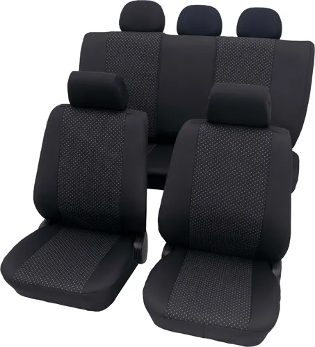 Auto Sitzbezüge Universal Komplett Set 11-teilig - Usedom grau, Eco Class mit SAB 1 Vario | Autositzbezüge / Schonbezüge von PETEX