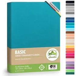 leevitex® Spannbettlaken Spannbettlaken Classic Jersey, Gummizug: rundum, 100% Baumwolle, anschmiegsam & dehnbar, diverse Größen und Farben grün 140 - 160 cm x 200 cm