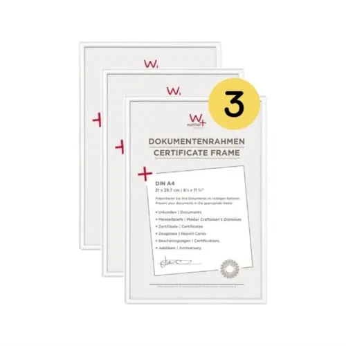 walther design Bilderrahmen weiss 21 x 29,7 cm (DIN A4) 3er Pack, New Lifestyle Kunststoffrahmen KV130W3